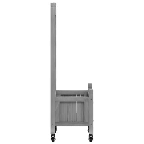 Кашпа с пергола и колелца, сиво, масивна ела