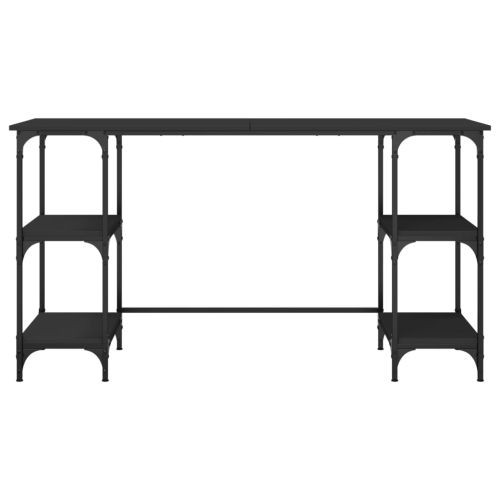 Бюро, черно, 140x50x75 см, метал и инженерно дърво