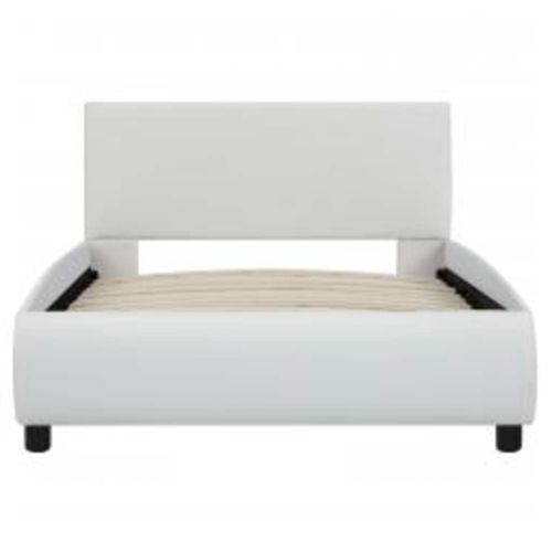 Рамка за легло с LED, бяла, изкуствена кожа, 90x200 cм