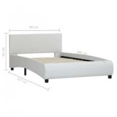 Рамка за легло с LED, бяла, изкуствена кожа, 90x200 cм