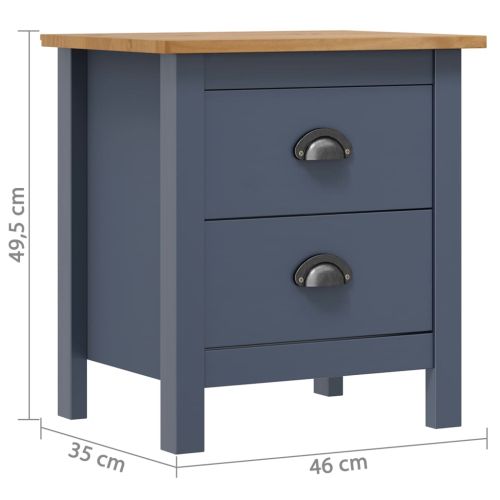 Нощни шкафчета Hill 2 бр сиви 46x35x49,5 см борово дърво масив