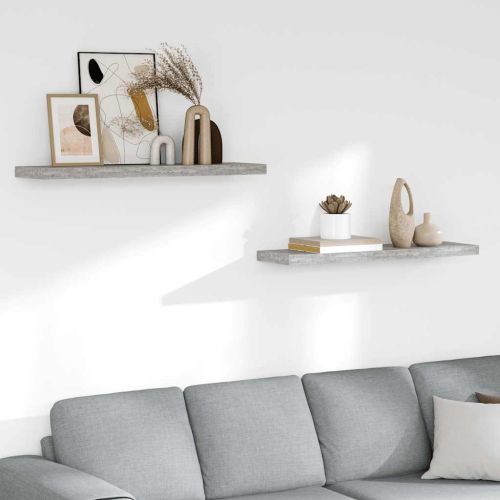 Окачени стенни рафтове 2 бр бетонно сиви 90x23,5x3,8 см МДФ