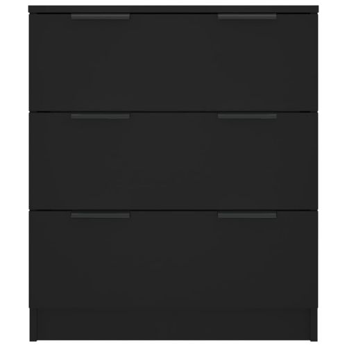 Сайдборд, черен, 60x30x70 см, инженерно дърво