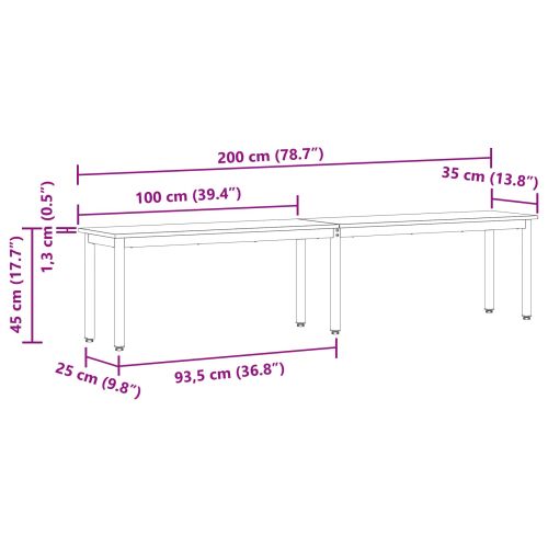 Пейка Димящ дъб 200 x 35 x 45 см Инженерно дърво
