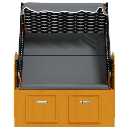 Strandkorb с навес, полиратан и масивно дърво, черно и антрацит