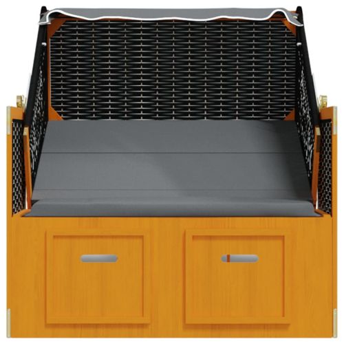 Strandkorb с навес, полиратан и масивно дърво, черно и антрацит