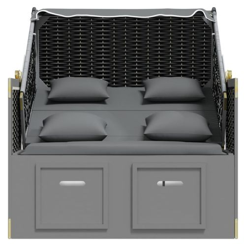 Strandkorb с възглавници полиратан и дърво масив антрацит/черно