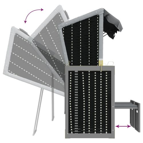 Strandkorb с възглавници полиратан и дърво масив антрацит/черно