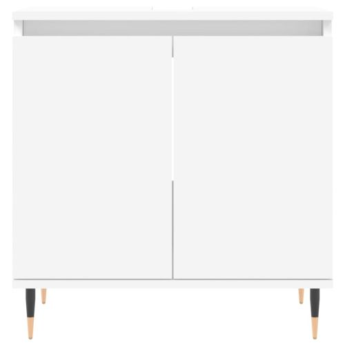 Комплект мебели за баня от 3 части, бял, инженерно дърво