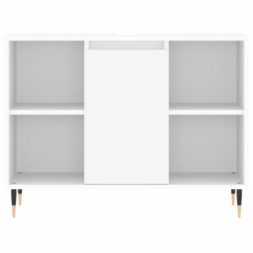 Комплект мебели за баня от 3 части, бял, инженерно дърво