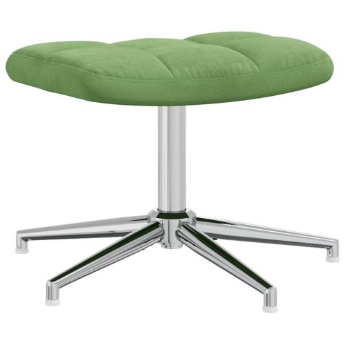 Релаксиращ стол с табуретка, светлозелен, кадифе