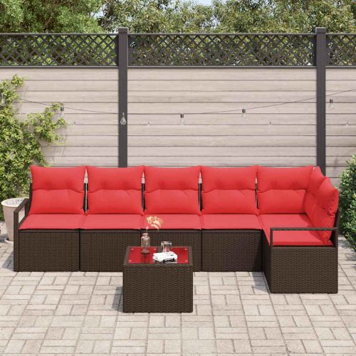 Комплект дивани 7 pcs Кафяво полиратан