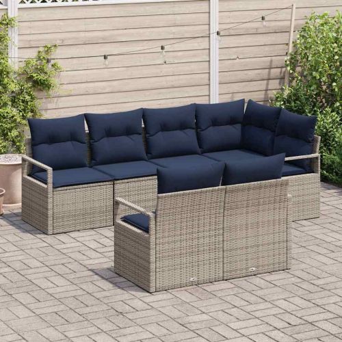 Комплект дивани 7 pcs Сив полиратан