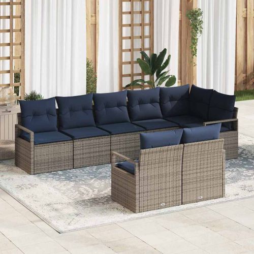 Комплект дивани 8 pcs Сив полиратан