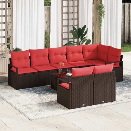 Комплект дивани 9 pcs Кафяво полиратан