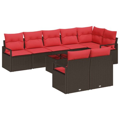 Комплект дивани 9 pcs Кафяво полиратан