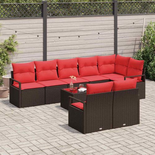 Комплект дивани 9 pcs Кафяво полиратан