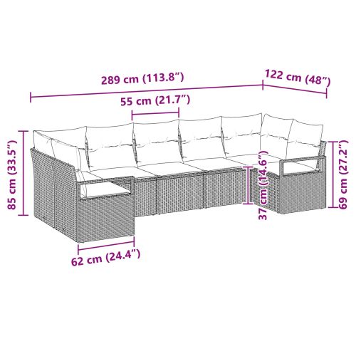 Комплект дивани с възглавница 7 pcs Кафяво полиратан