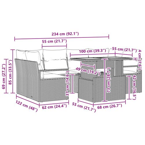 Градински Софа Комплект с възглавница 7 pcs Черен и син