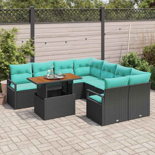 Комплект за хранене в градината 9 pcs Черен и Синьозелен