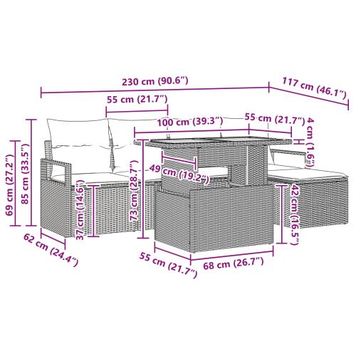 Комплект за хранене в градината 6 pcs Сив и тъмносин
