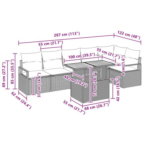Комплект за хранене в градината 7 pcs Сив и тъмносин
