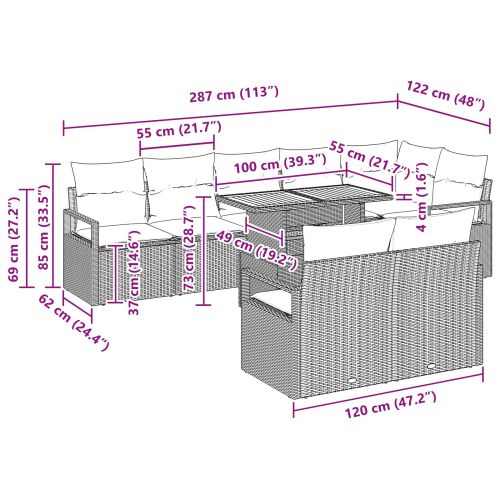Комплект за хранене в градината 9 pcs Сив и тъмносин