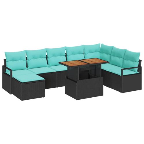 Комплект за хранене в градината 9 pcs Черен и Синьозелен