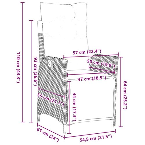 Комплект за хранене в градината 5 pcs Сив и черен Ратан