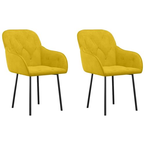 Трапезни столове, 2 бр, жълти, кадифе