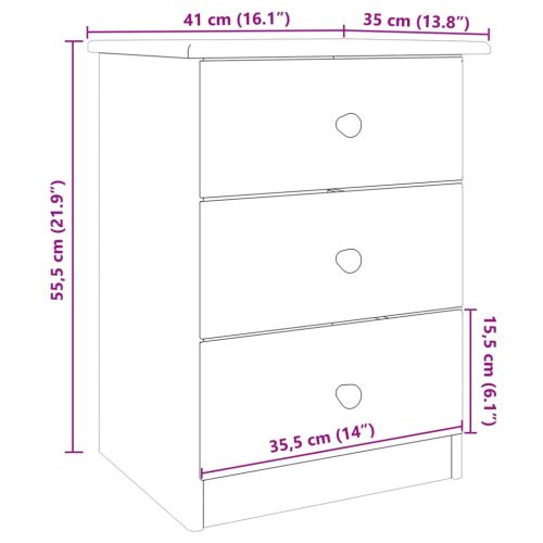 Нощно шкафче бяло ALTA 41x35x55,5 см бор масив