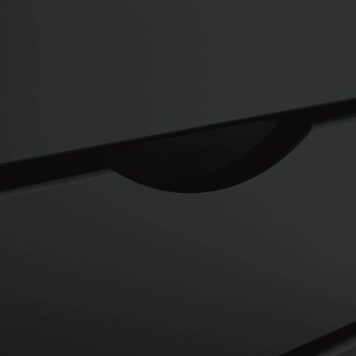 Подвижен шкаф с чекмеджета "MOSS" Черно масивно дърво бор