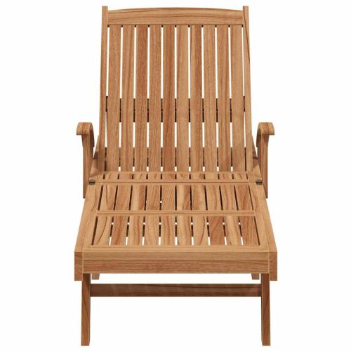 Шезлонг с възглавница 1-човек 2 pcs Кафяво Солидно тиково дърво