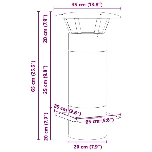 Разширение за комин Сребрист 35 x 35 x 65 см Неръждаема стомана