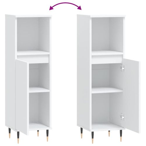 Шкаф за баня, бял, 30x30x100 см, инженерно дърво