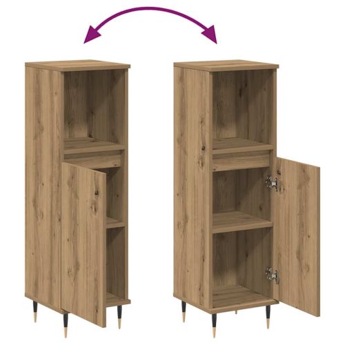 Шкаф за баня, дъб артизан, 30x30x100 см, инженерно дърво