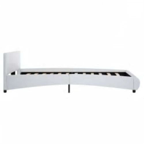 Рамка за легло с LED, бяла, изкуствена кожа, 120x200 cм