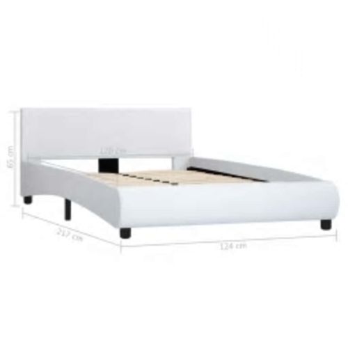 Рамка за легло с LED, бяла, изкуствена кожа, 120x200 cм
