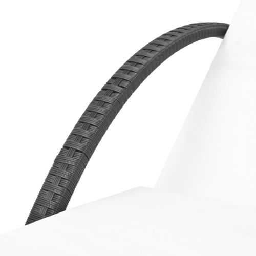 Шезлонг с шалте, черен полиратан