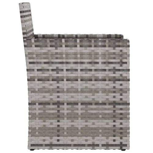 Градински фотьойл с възглавница, сив, полиратан