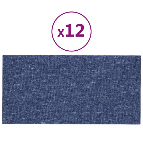 Стенно табло за легло 12 pcs Синьо 60 x 30 cm текстил