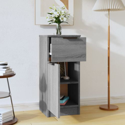 Сайдборд, сив сонома, 30x30x70 см, инженерно дърво