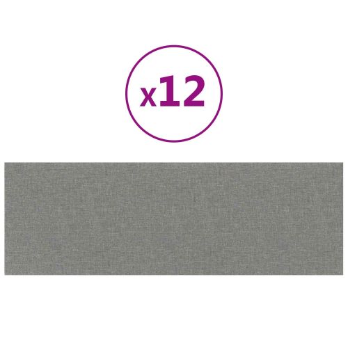 Стенно табло за легло 12 pcs Светлосиво 90 x 30 cm текстил