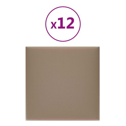 Стенно табло за легло 12 pcs Капучино 30 x 30 cm текстил