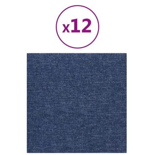 Стенно табло за легло 12 pcs Синьо 30 x 30 cm текстил