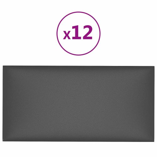 Стенно табло за легло 12 pcs Сив 30 x 15 cm текстил