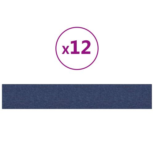 Стенно табло за легло 12 pcs Синьо 90 x 15 cm текстил
