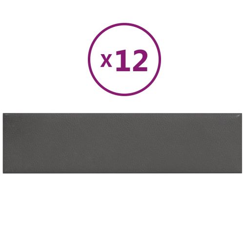 Стенно табло за легло 12 pcs Сив 60 x 15 cm текстил