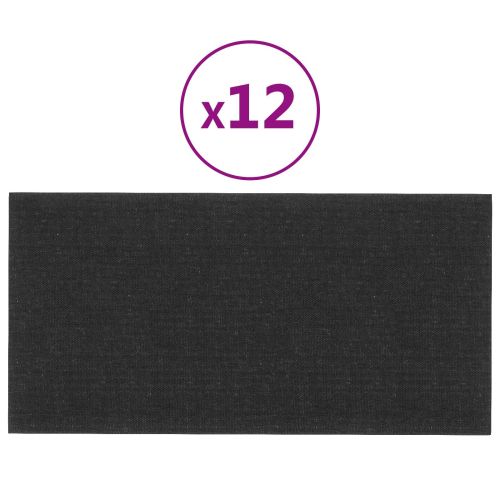 Стенно табло за легло 12 pcs Черно 60 x 30 cm текстил