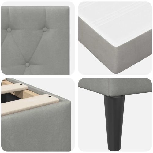 Рамка за легло с матрак Светлосиво 120 x 200 cm Кадифе